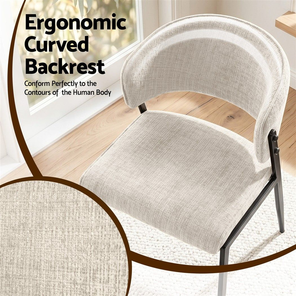 Artiss Dining Chairs Set of 6 Linen Fabric Soft Upholstered Chairs Beige
