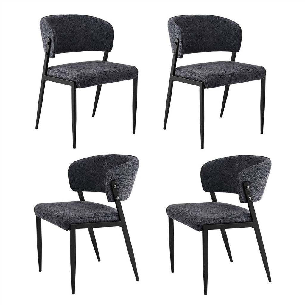 Artiss Dining Chairs Set of 4 Linen Fabric Soft Upholstered Chairs Charcoal