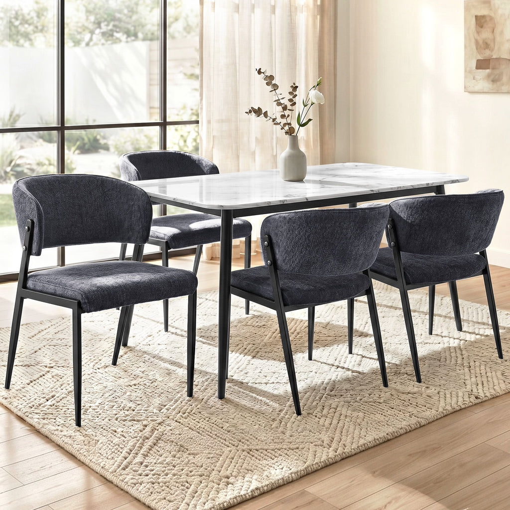 Artiss Dining Chairs Set of 4 Linen Fabric Soft Upholstered Chairs Charcoal