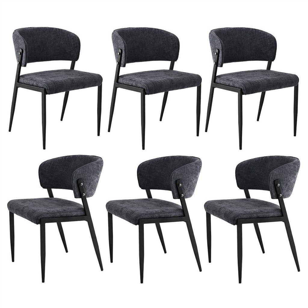 Artiss Dining Chairs Set of 6 Linen Fabric Soft Upholstered Chairs Charcoal
