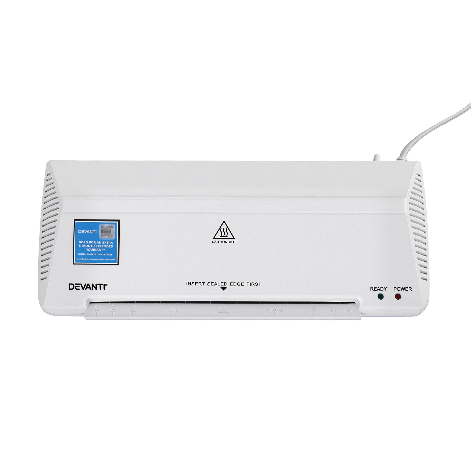 Devanti A4 Laminator Machine, Hot & Cold Thermal Fast Lamination Anti-Jam Laminator for Office School Home Document Photo Card Handmade A4 A5 A6, White