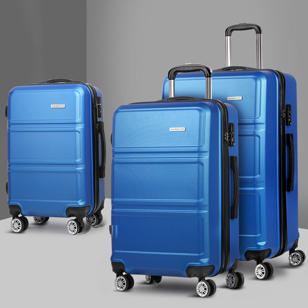 Wanderlite 20 24" 28" Luggage with TSA Lock Spinner Travel Suitcase Carry On Hard Shell Luggage Case Blue"