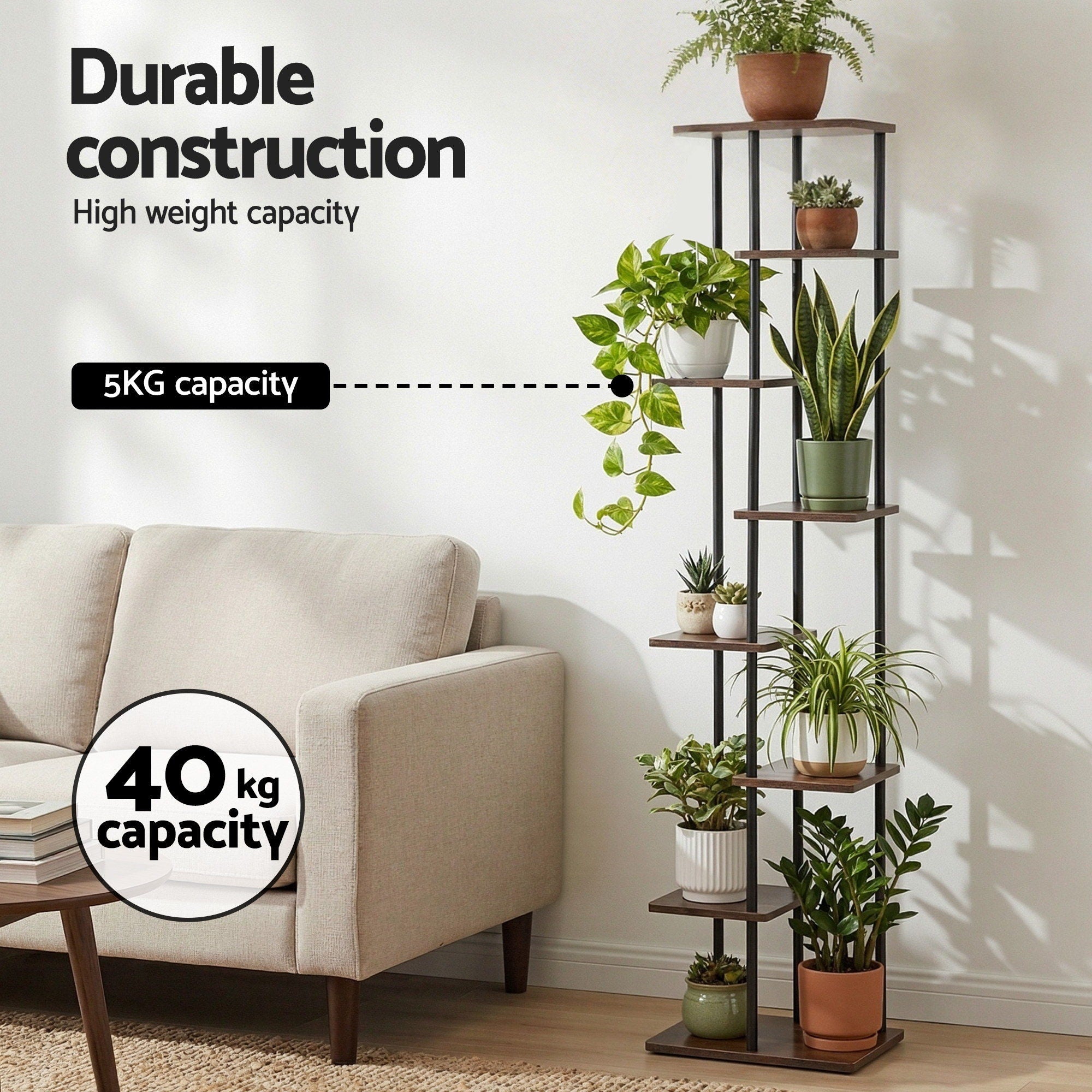 Artiss 8 Tiers Plant Stand Metal Flower Pots Shelf Indoor Outdoor Garden Home