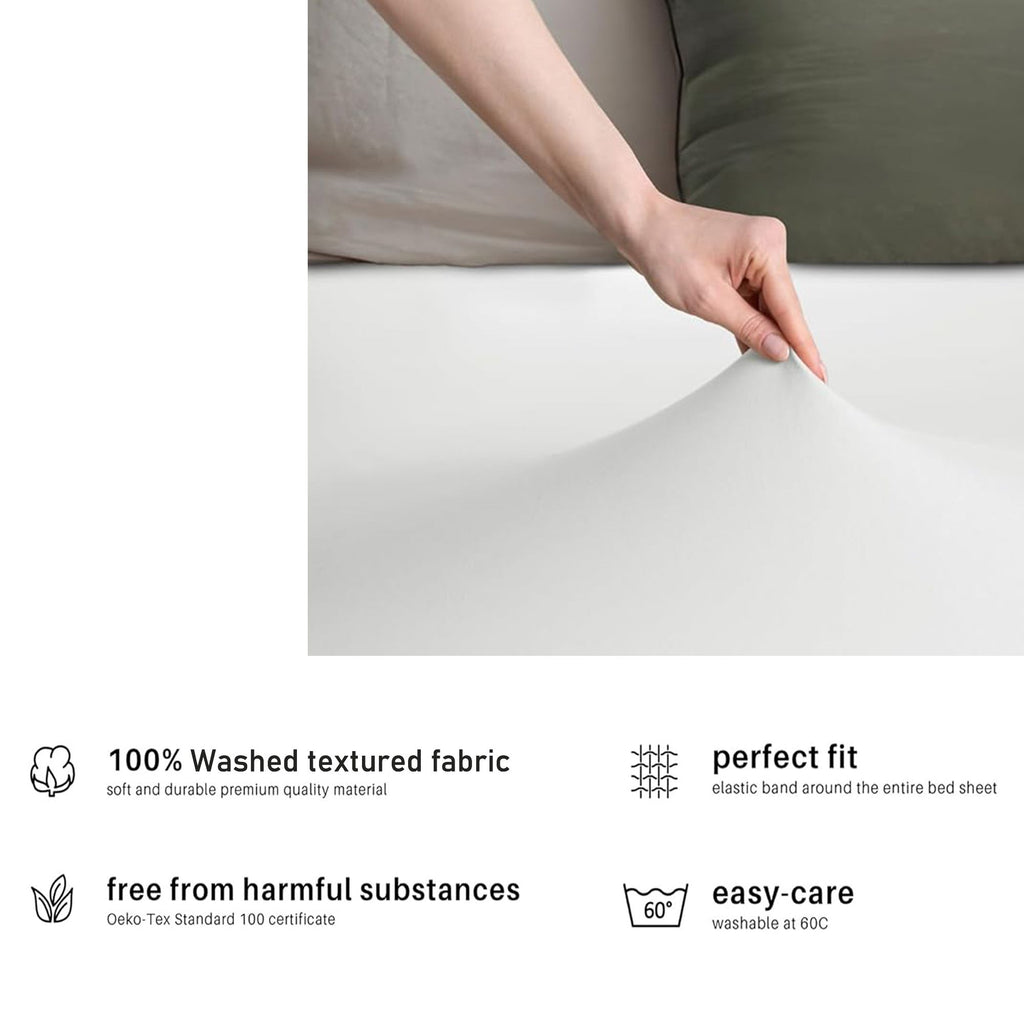 Hotel Quality Fitted sheets - 2 Piece Fitted sheets  -Breathable Bedding - Wrinkle, Fade, Stain Resistant- 26inch/40cm Deep Pocket Fitted Bed Sheet-Wrinkle and Fade Resistant,(White,King)
