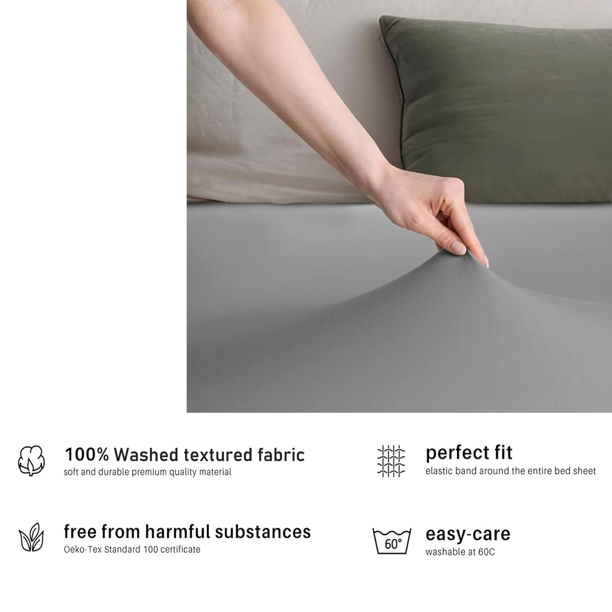 Hotel Quality Fitted sheets - 2 Piece Fitted sheets  -Breathable Bedding - Wrinkle, Fade, Stain Resistant- 26inch/40cm Deep Pocket Fitted Bed Sheet-Wrinkle and Fade Resistant,(Grey,King)