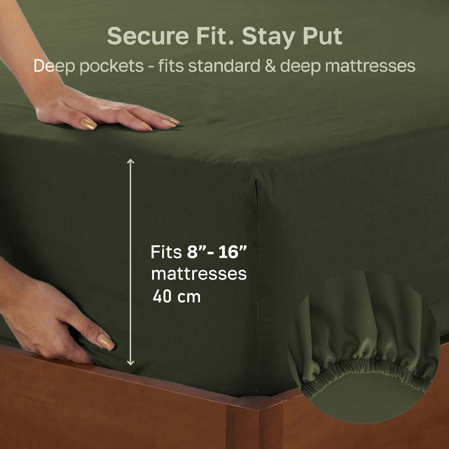 Hotel Quality Fitted sheets - 2 Piece Fitted sheets  -Breathable Bedding - Wrinkle, Fade, Stain Resistant- 26inch/40cm Deep Pocket Fitted Bed Sheet-Wrinkle and Fade Resistant,(Olive green,King Single)