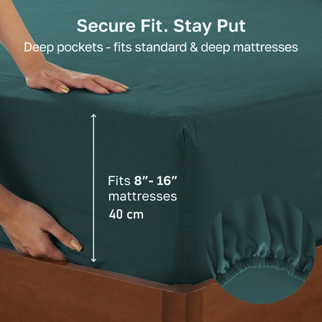 Hotel Quality Fitted sheets - 2 Piece Fitted sheets  -Breathable Bedding - Wrinkle, Fade, Stain Resistant- 26inch/40cm Deep Pocket Fitted Bed Sheet-Wrinkle and Fade Resistant,(Biscay blue,King Single)
