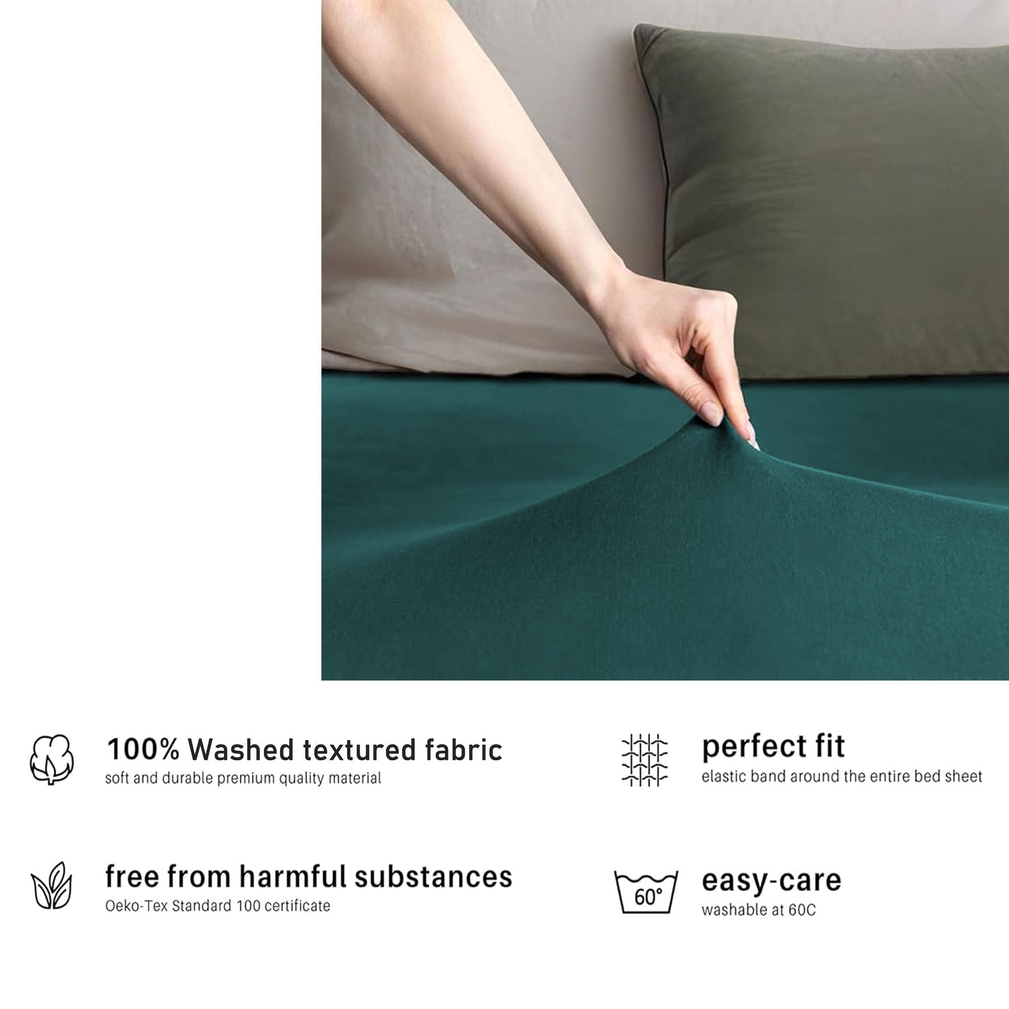 Hotel Quality Fitted sheets - 2 Piece Fitted sheets  -Breathable Bedding - Wrinkle, Fade, Stain Resistant- 26inch/40cm Deep Pocket Fitted Bed Sheet-Wrinkle and Fade Resistant,(Biscay blue,King Single)