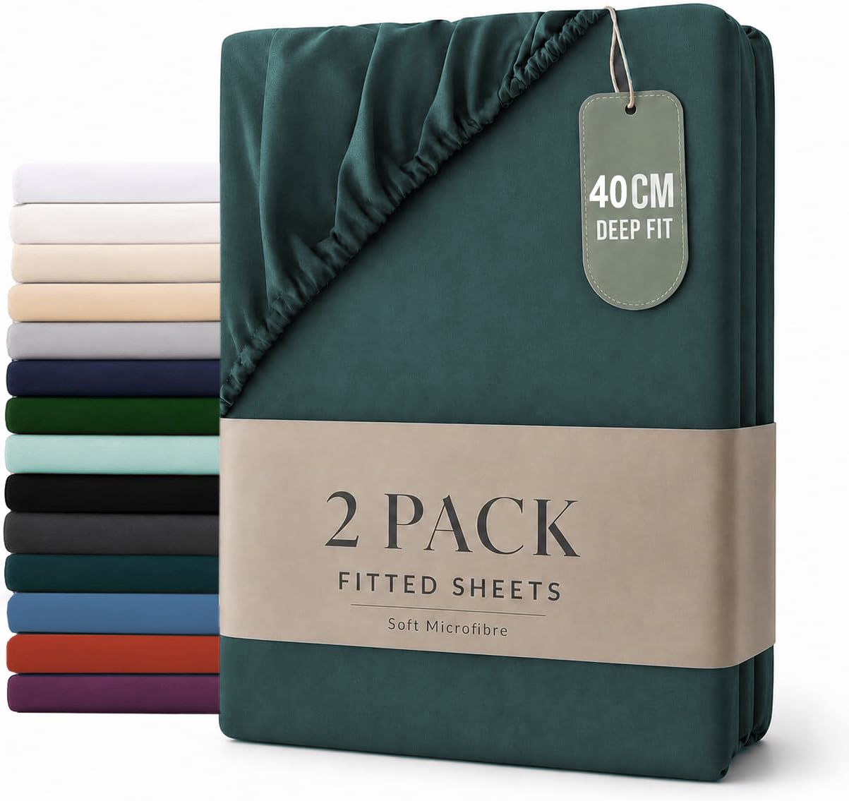 Hotel Quality Fitted sheets - 2 Piece Fitted sheets  -Breathable Bedding - Wrinkle, Fade, Stain Resistant- 26inch/40cm Deep Pocket Fitted Bed Sheet-Wrinkle and Fade Resistant,(Biscay blue,Queen)
