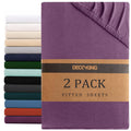 Hotel Quality Fitted sheets - 2 Piece Fitted sheets  -Breathable Bedding - Wrinkle, Fade, Stain Resistant- 26inch/40cm Deep Pocket Fitted Bed Sheet-Wrinkle and Fade Resistant,(Purple,Queen)