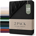 Hotel Quality Fitted sheets - 2 Piece Fitted sheets -Breathable Bedding - Wrinkle, Fade, Stain Resistant- 26inch/40cm Deep Pocket Fitted Bed Sheets-Wrinkle and Fade Resistant,(Black,Single)