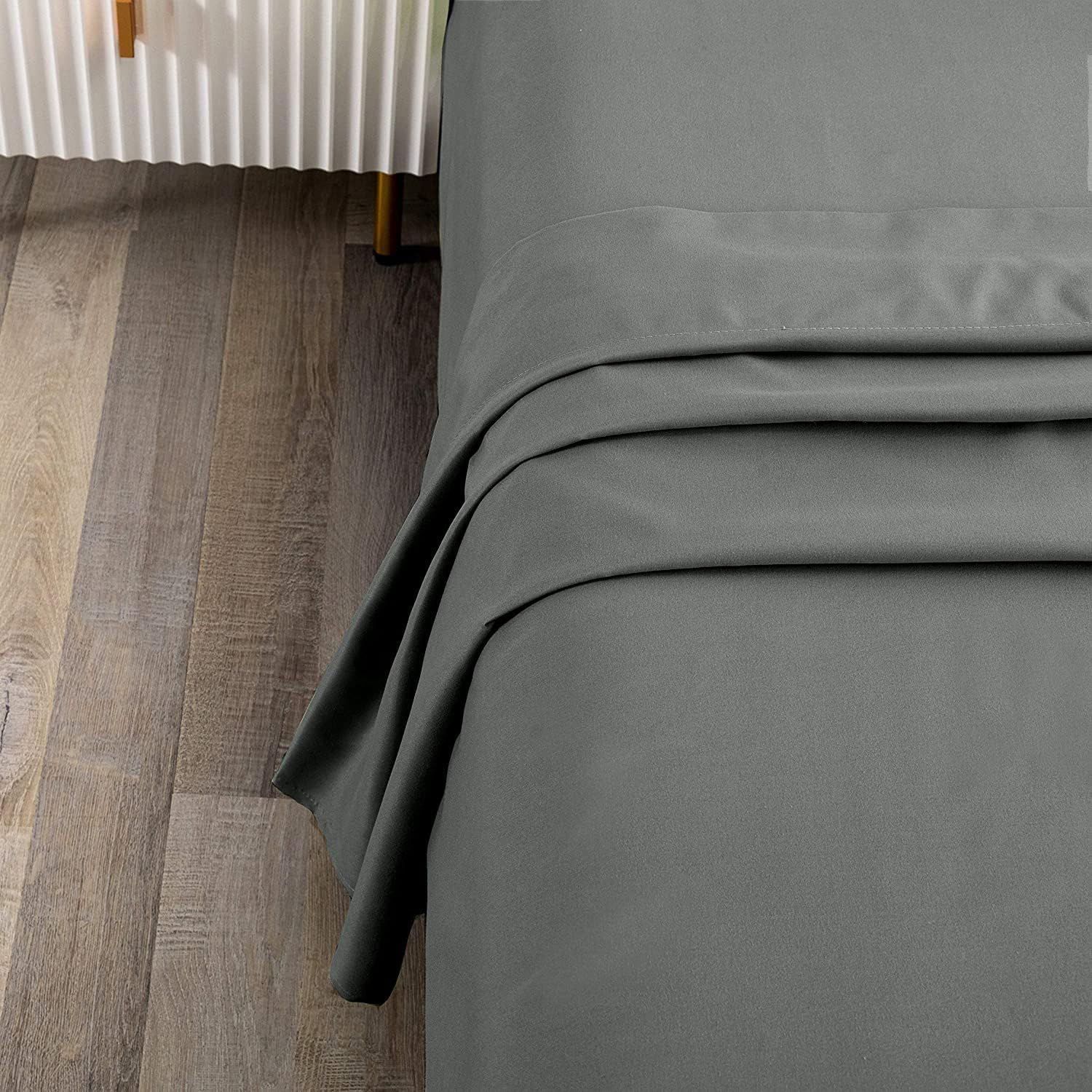 Elegant Comfort Premium Hotel Quality 1-Piece King Single Flat Sheet, Luxury and Softest 2000 Thread Count Bedding Flat Sheet(King Single,Grey)