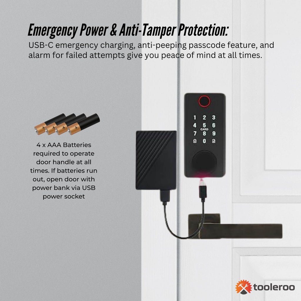 Tooleroo Digital Smart Door Lock Keypad - 5-in-1  Home Entry Security System