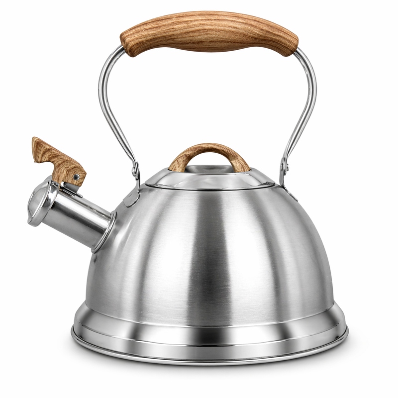 2.8L Whistling Kettle Stainless Steel Foldable Handle Camping Home Office Silver