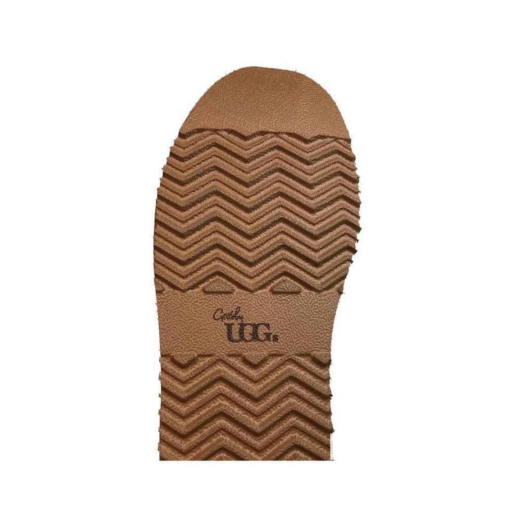 GROSBY Womens Princess UGG Boots Genuine Sheepskin Suede Leather Slippers  - Chestnut - 5