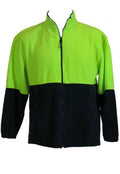 HI VIS POLAR FLEECE Jumper Full Zip Safety Workwear Fleecy Jacket Unisex - Yellow - XS