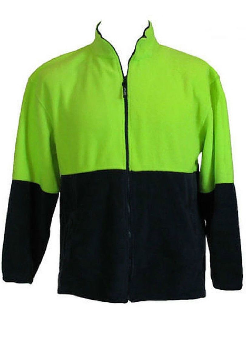 HI VIS POLAR FLEECE Jumper Full Zip Safety Workwear Fleecy Jacket Unisex - Yellow - XS