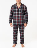 Mens Plus Size Flannelette Pyjamas 100% Cotton PJs Set Top Pants in Red Check - XXL