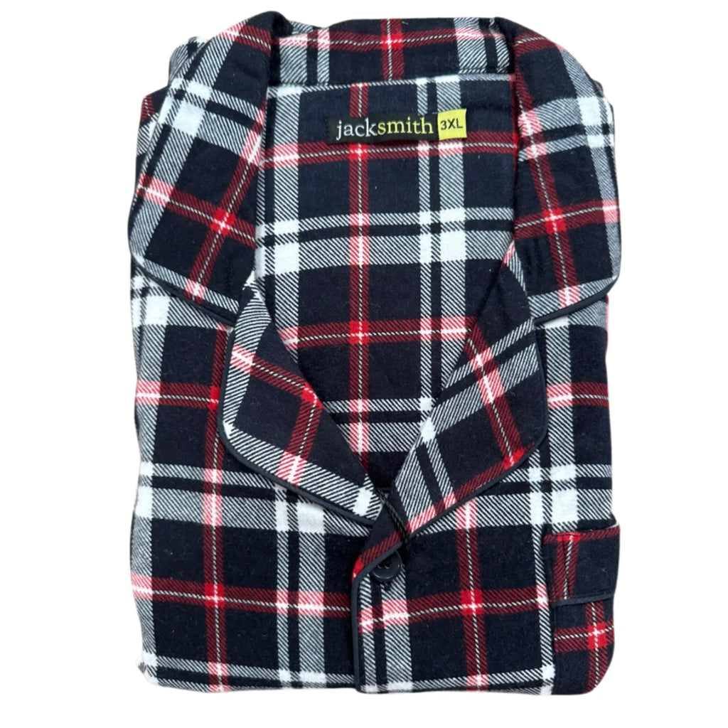 Mens Plus Size Flannelette Pyjamas 100% Cotton PJs Set Top Pants in Red Check - XXL