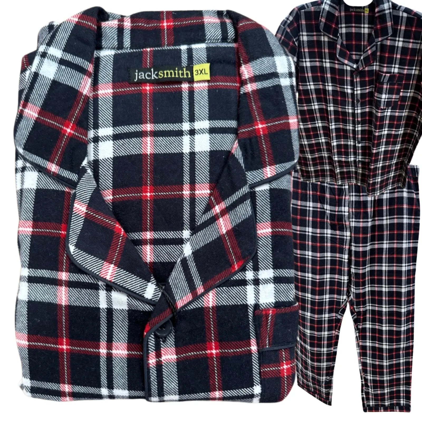 Mens Plus Size Flannelette Pyjamas 100% Cotton PJs Set Top Pants in Red Check - XXL