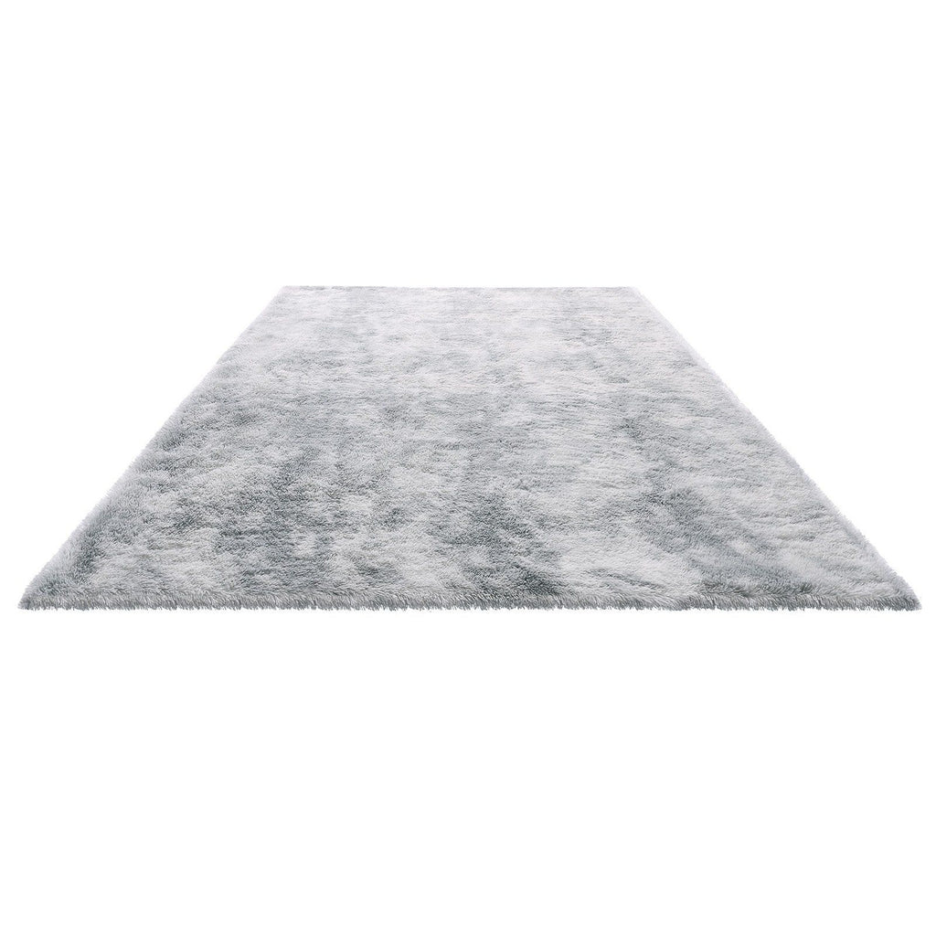 Indoor Plush Area Rugs, 1.83x2.74 m Soft Plush Carpet, FFurry Shag Area Rugs for Living Room, Bedroom, Modern Home Decor Aesthetic Long-Pile Rug, Non-Shedding, Slip-Resistant, Tie-Dye Light Gray