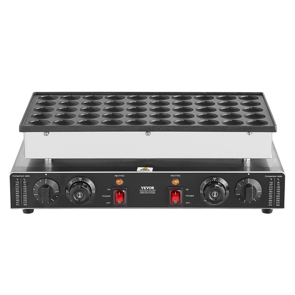 Mini Dutch Pancake Maker, 50PCS 43mm Diameter Dorayaki Baker Machine, 1700W Commercial Electric Poffertjes Grill, Non-stick Stainless Steel, Dual Temp & Time Control, for Home Kitchen Restaurant