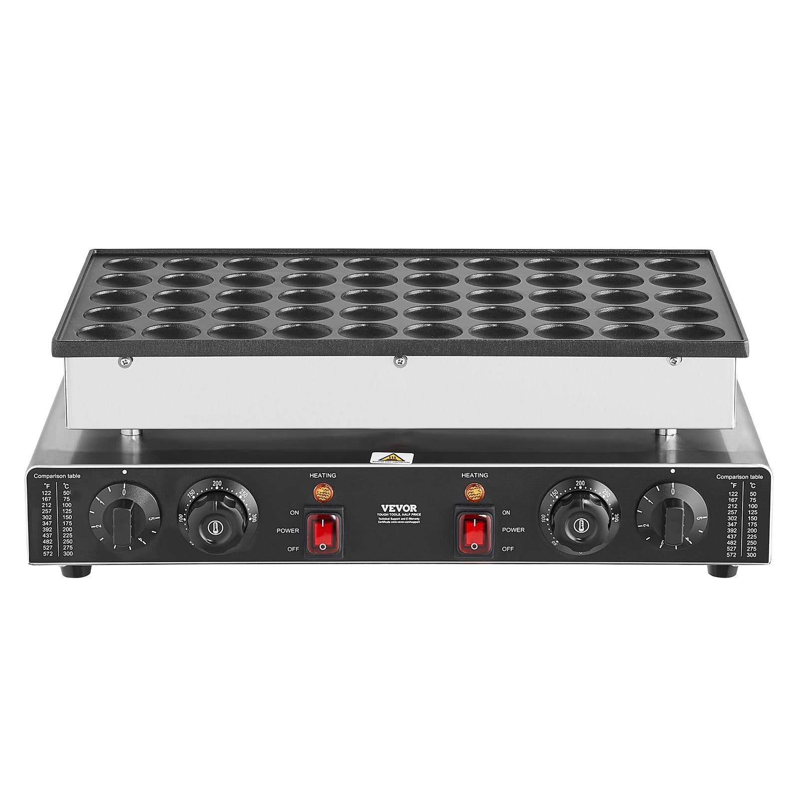 Mini Dutch Pancake Maker, 50PCS 43mm Diameter Dorayaki Baker Machine, 1700W Commercial Electric Poffertjes Grill, Non-stick Stainless Steel, Dual Temp & Time Control, for Home Kitchen Restaurant