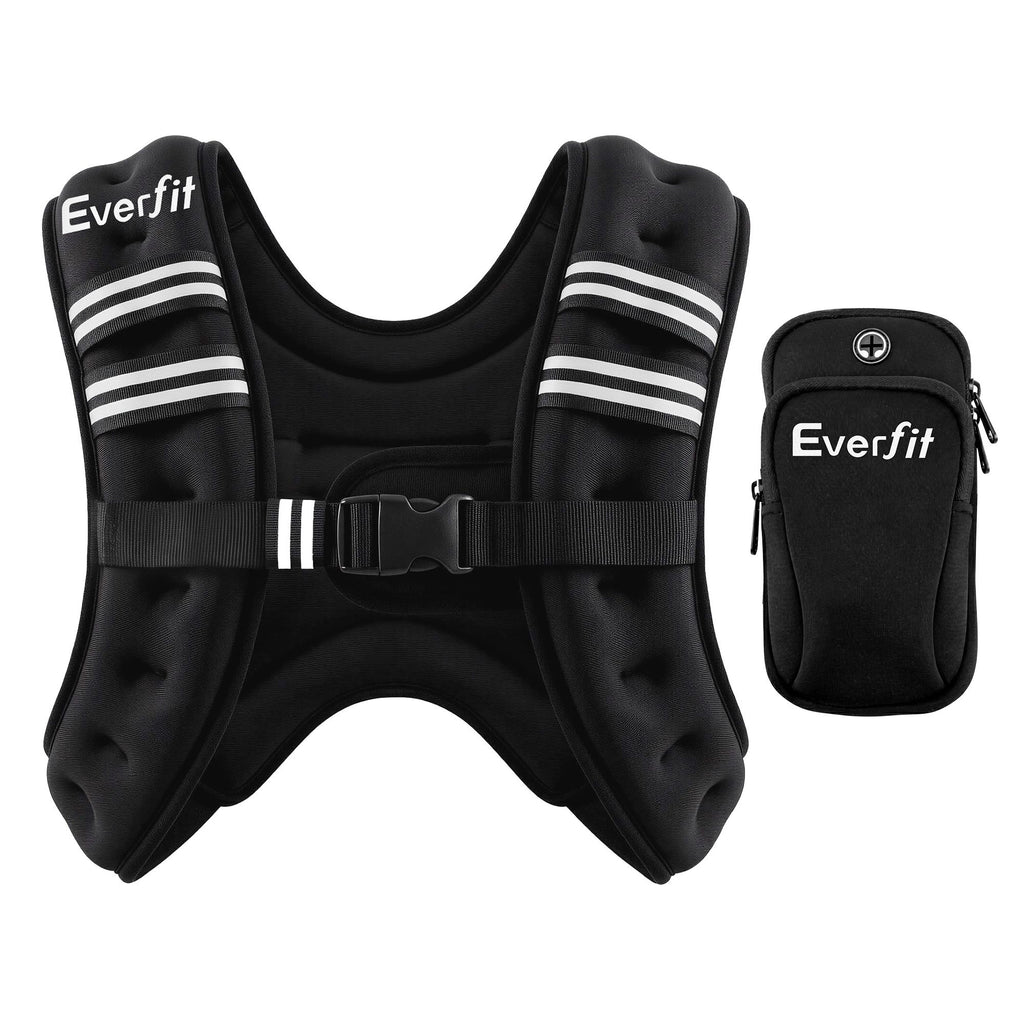 Everfit 10kg Weighted Vest Men Women, Reflective Running Vest with Armband Pouch